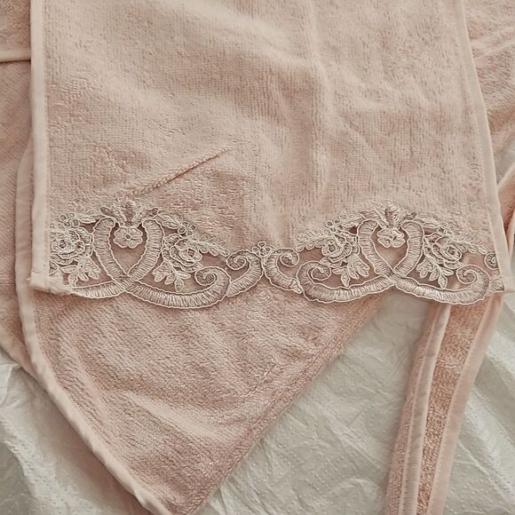 Royal Home Women's Embroidery Robe Set With Face Cloth & Hand Towel Medium Pink - Picture 11 of 16